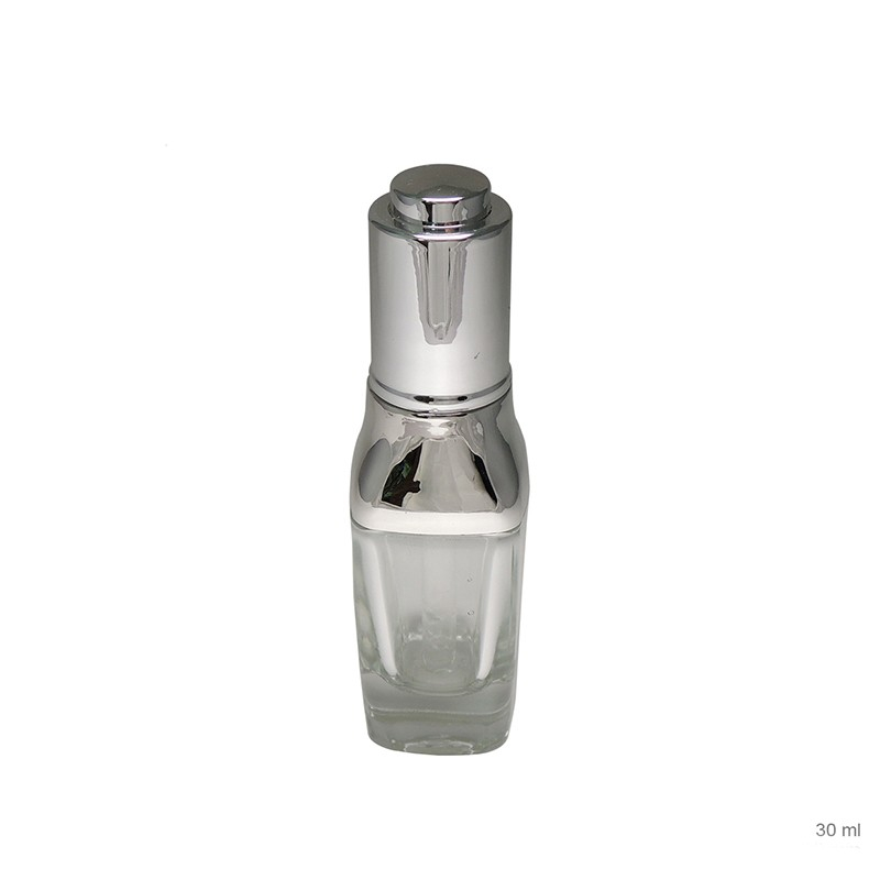 Thick wall best quality 30 ml glass pipette silicone silver collar oil dropper bottle