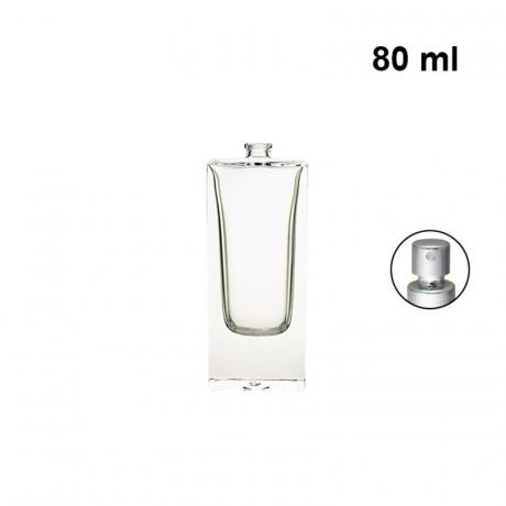 80ml flat rectangle glass bottle perfume long and thin crimp neck spray bottle