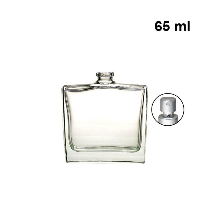 Classic perfume bottle flat rectangular crimp neck glass bottle perfume spray bottle