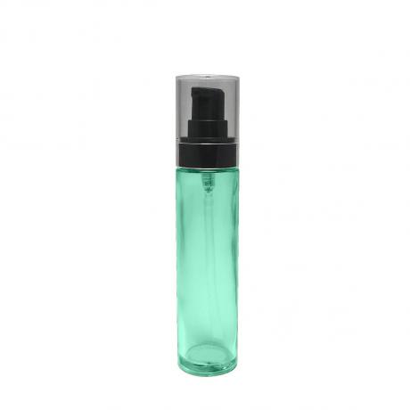 Most searched item empty 45ml cylinder tall shape glass bottle 20/400 screw on neck black lotion gel with transparent cap