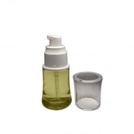 Product customization 30ml empty glass bottle with plastic lotion pump for facial lotion and foundation