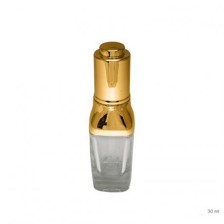 Bottle body with aluminum 30ml square glass bottle with aluminum dropper