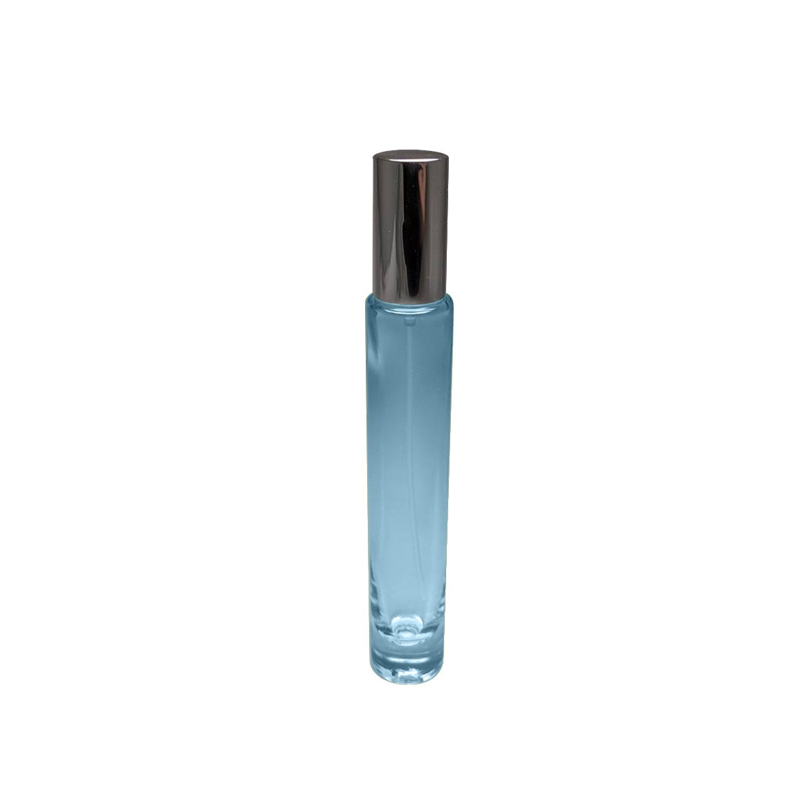 Pocket size 10ml empty cylinder shape glass bottle with perfume sprayer 13/415 screw neck aluminum sprayer and cap