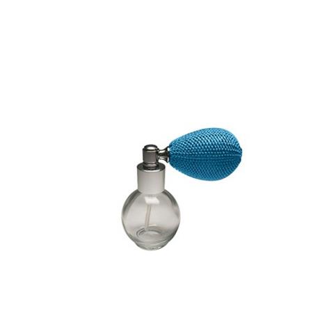 Attractive blue net color perfume bulb atomizer 13/415 neck size with globe shape 15ml clear glass bottle for travel size perfume packaging